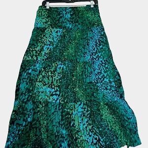 Serengeti Tiered Boho Elegant Green and Blue Women's Skirt 2X